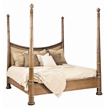 Four Poster Bed with Upholstered Headboard